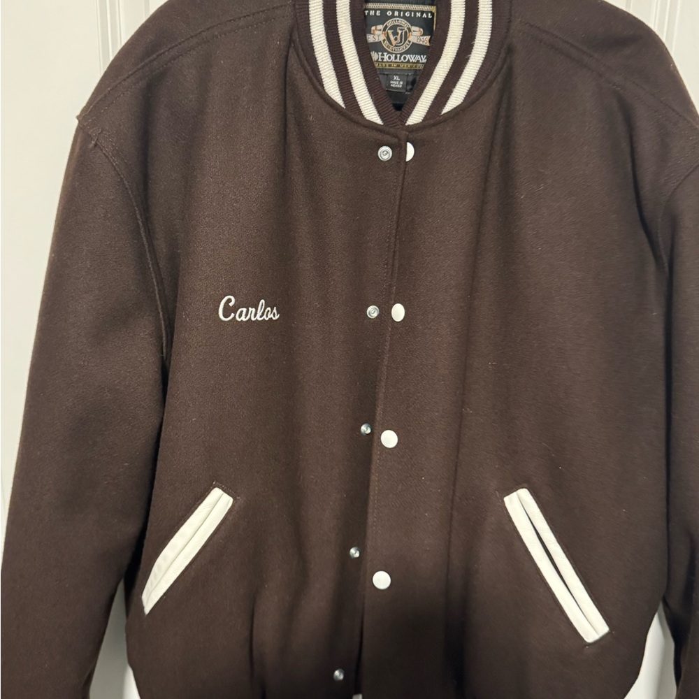 Holloway Men's Chocolate Brown Varsity Jacket